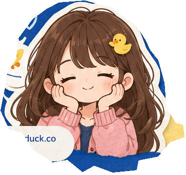 มาสคอต Daddy Duck ยิ้มต้อนรับ
